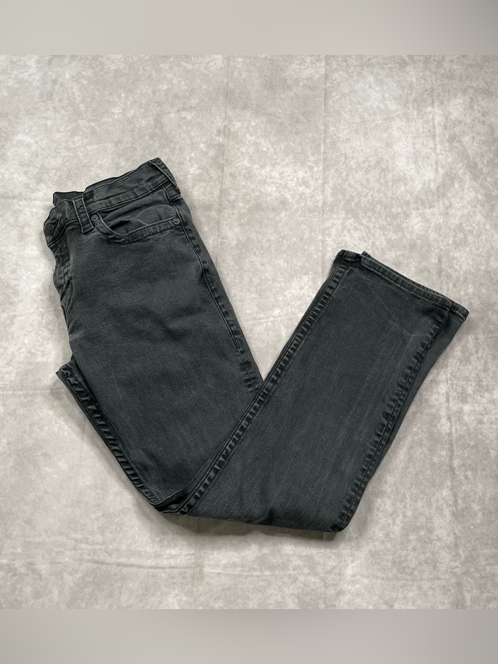 True Religion Ricky Jeans Mens Size 33 Black Back Flap Pocket Relaxed Straight
